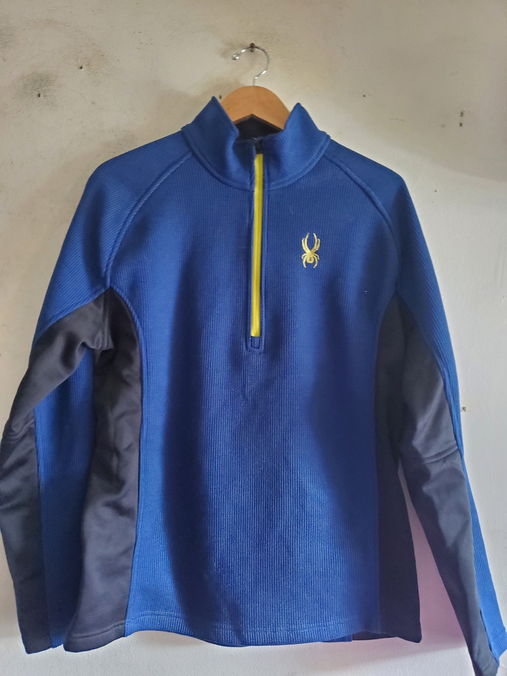 Spyder Men's Blue Half-Zip Sweater with Yellow Accent
